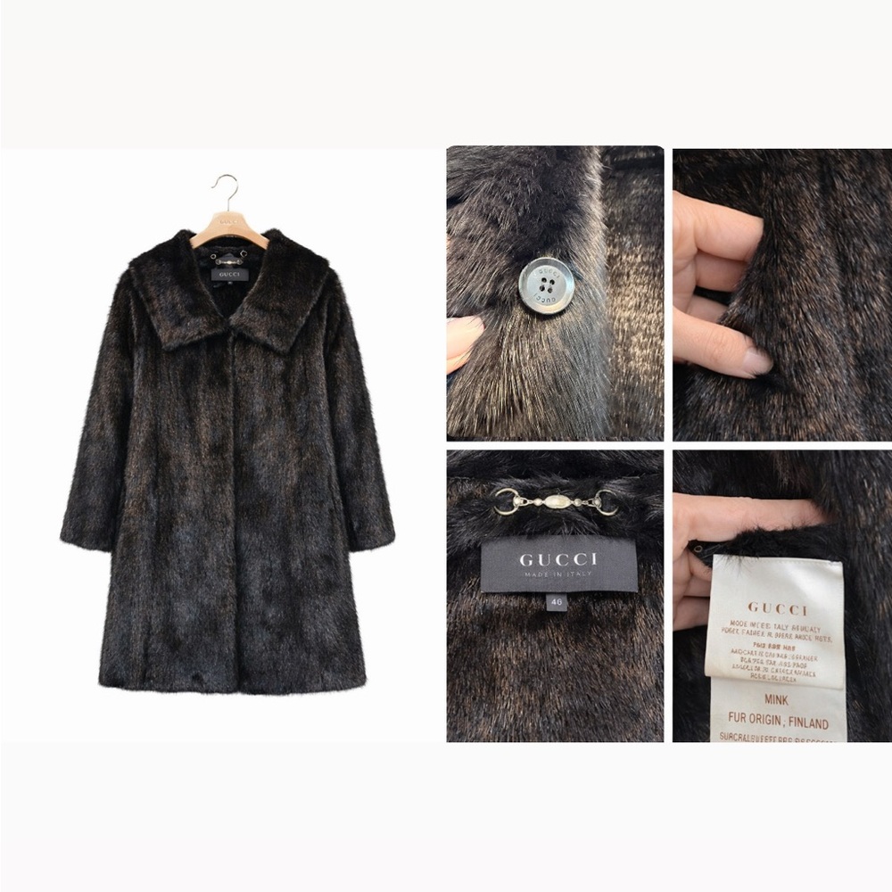 Gucci Knitted Mink Fur Coat Dark Brown Made in Italy